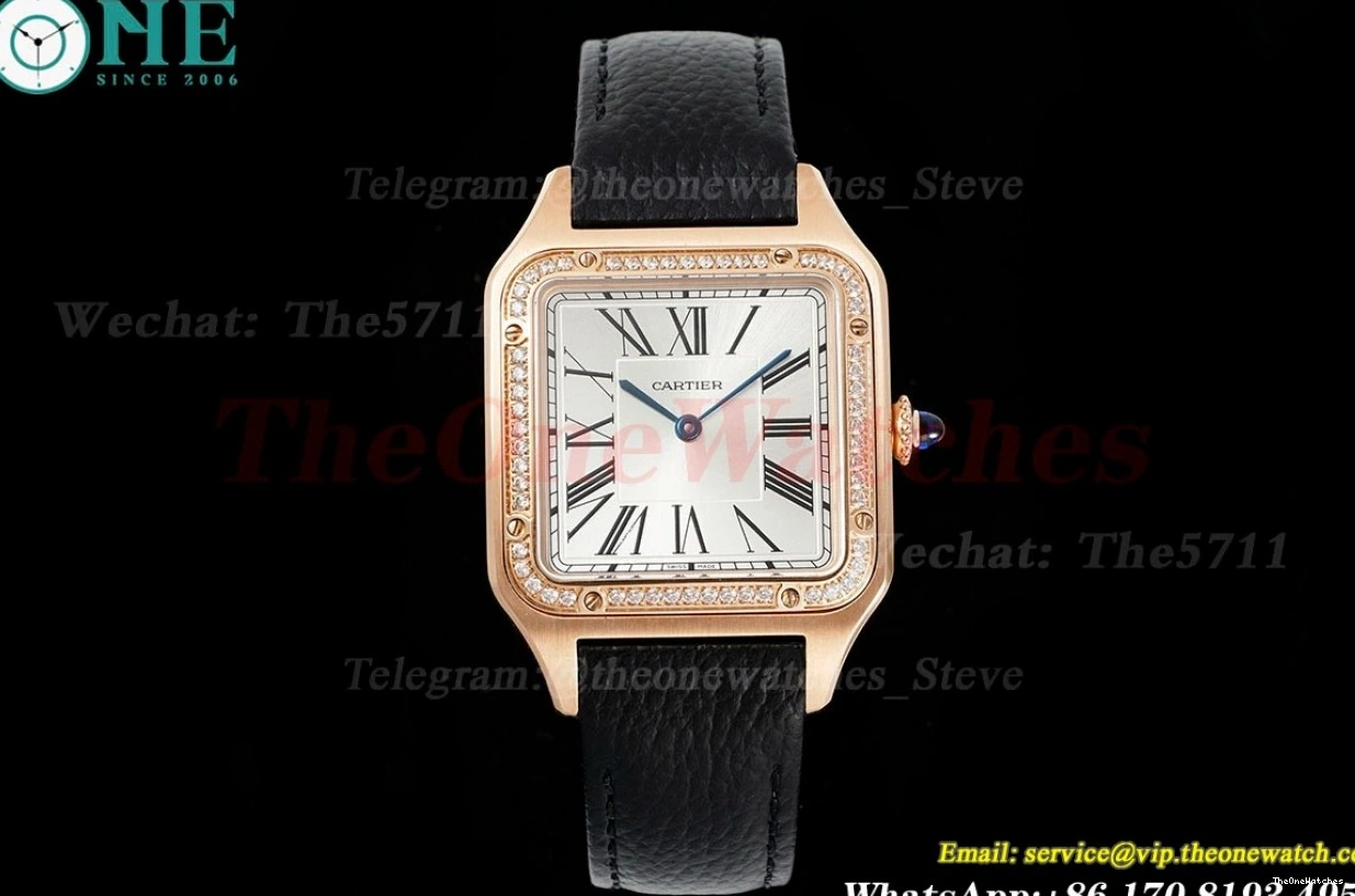 Santos RG Dumont LE Quartz AF Blk Dia Dial Silver 0228